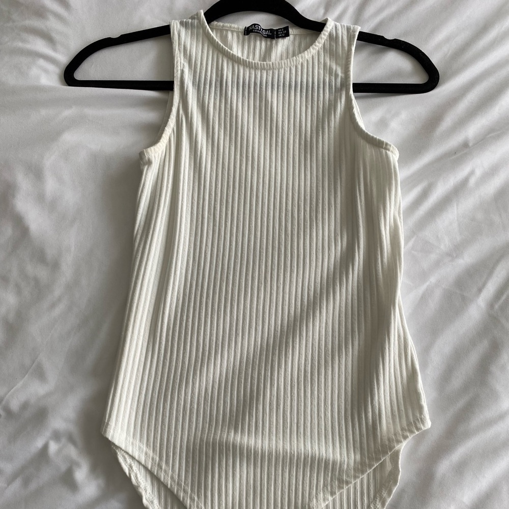 White Ribbed Bodysuit